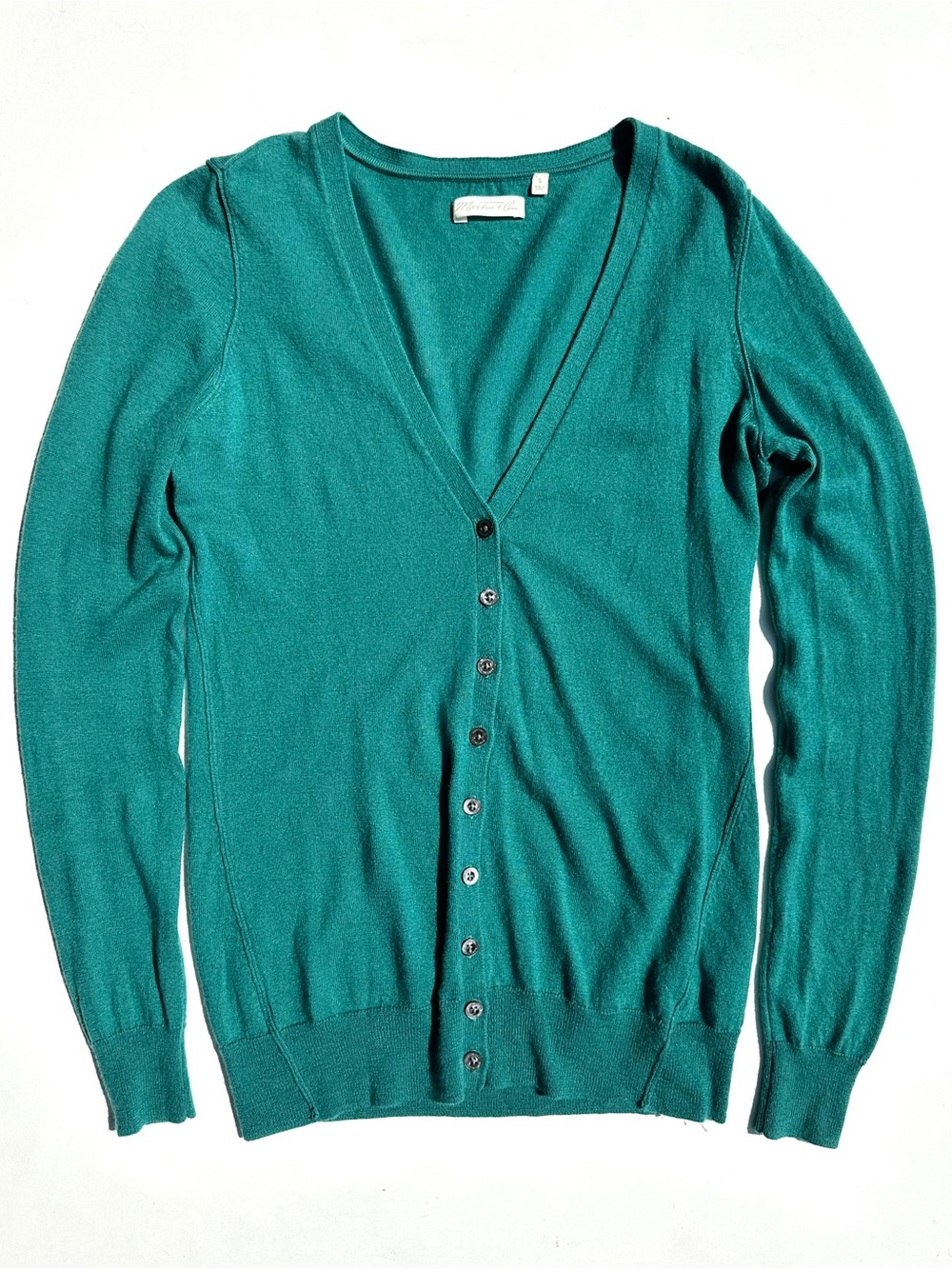 Anthro Martin + Osa 70% Cashmere & Silk Emerald Green V-Neck Cardigan Sweater, S